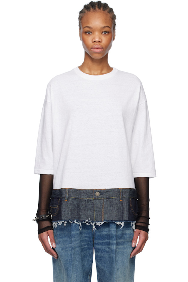 

Футболка с джинсовым принтом Undercover, белый