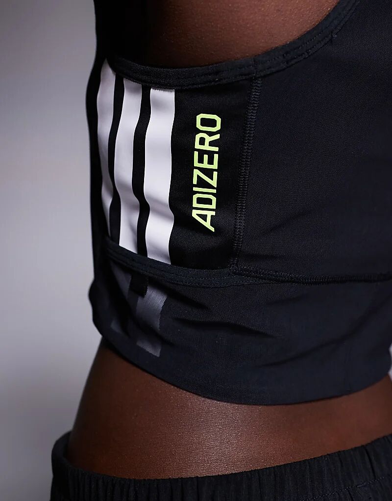 Укороченный топ adidas Running Adizero черного цвета Adidas Performance — фото 3