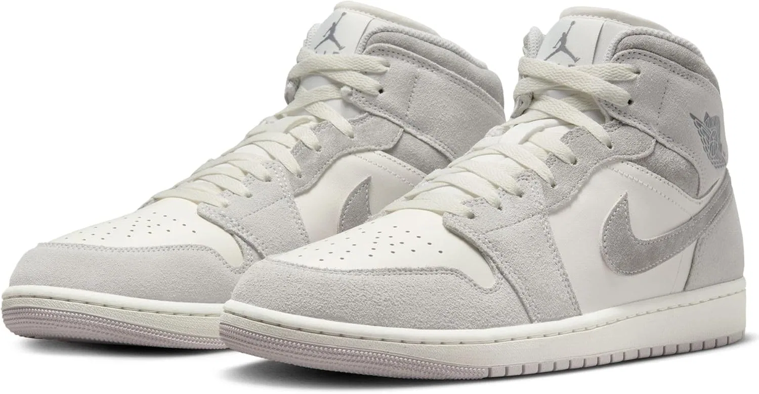 Кроссовки Air Jordan 1 Mid SE, Nike, Neutral Grey/Sail/Smoke Grey — фото 3
