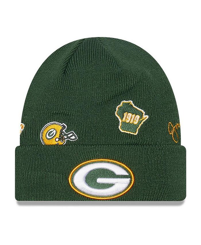 

Зеленая вязаная шапка с манжетами Big Boys Green Bay Packers New Era, зеленый