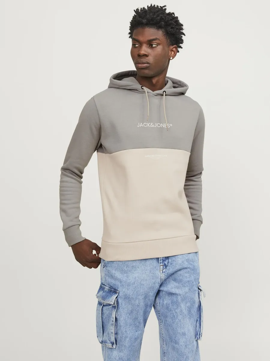 

Толстовка Jack & Jones с капюшоном "JJERYDER BLOCKING SWEAT HOOD NOOS", серый