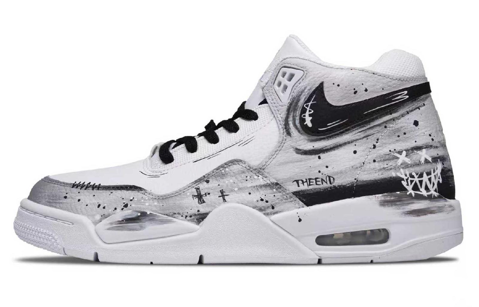 

Nike Кроссовки для баскетбола Flight Legacy Demon Smile Cushioning Waterproof Mid top Vintage, унисекс, черный с белыми элементами