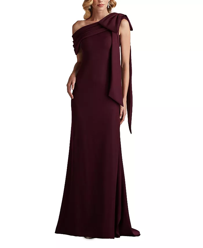

Женское платье Cassia с бантом на плече из крепа Tadashi Shoji, фиолетовый