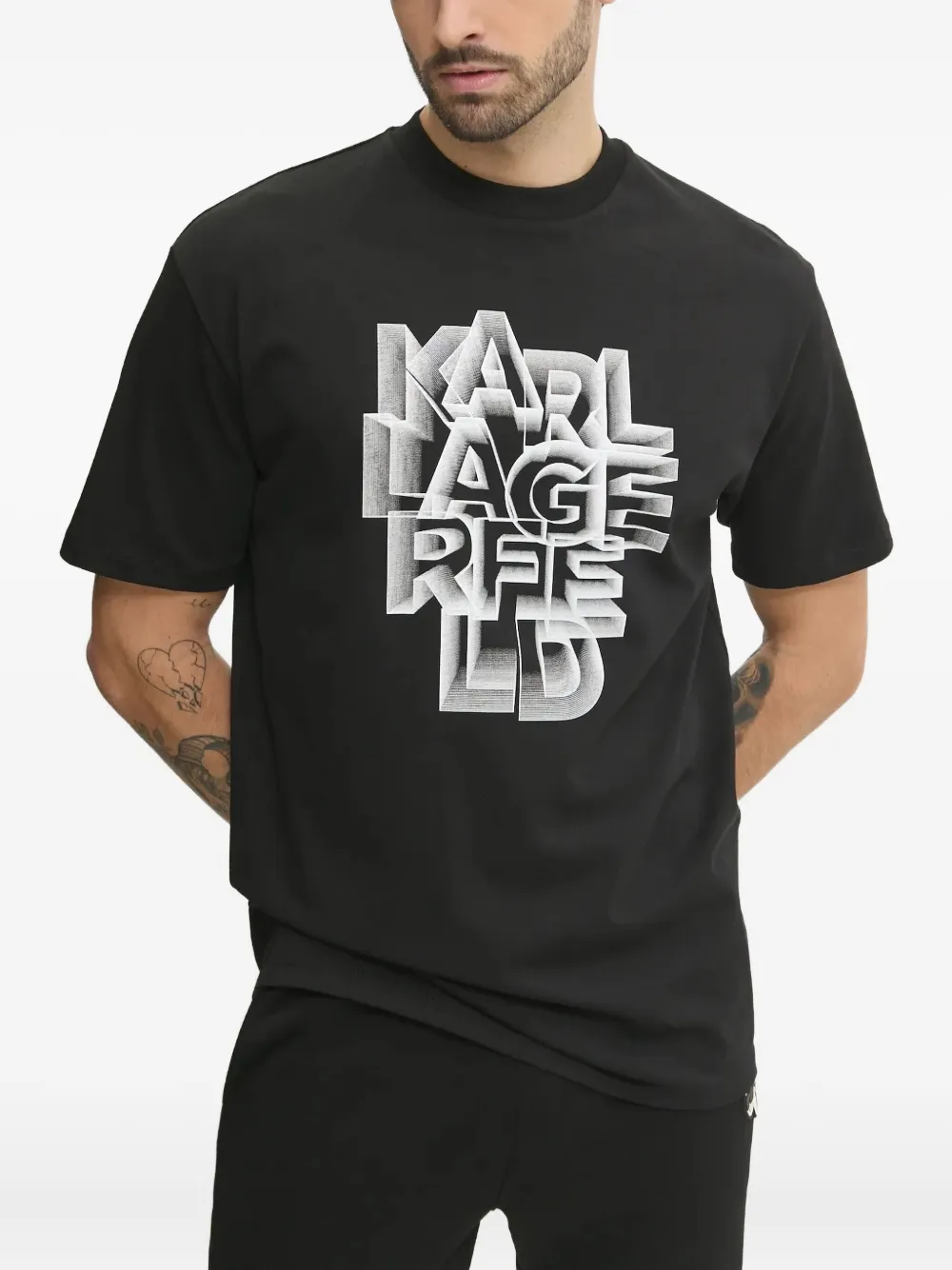 

Футболка с принтом логотипа KARL LAGERFELD, черный