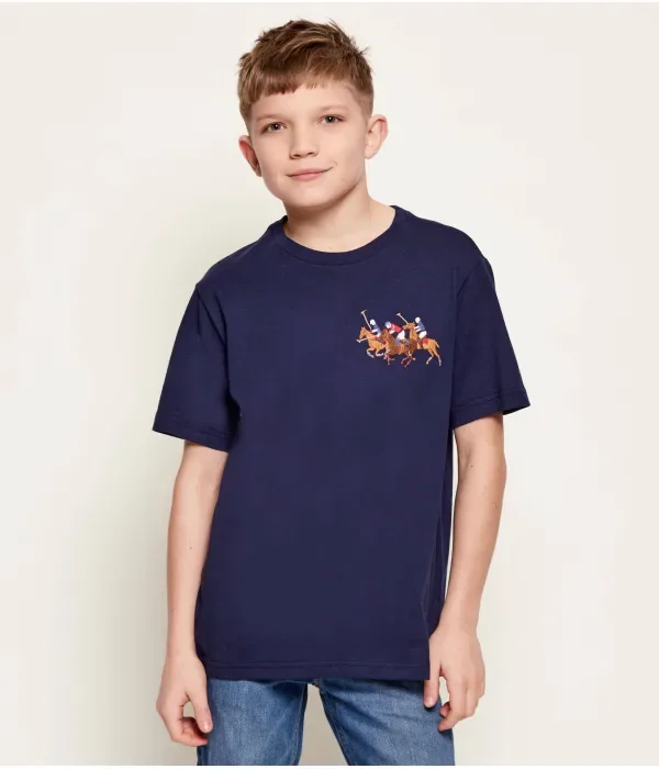 Футболка «Тройной пони» regular fit Polo Ralph Lauren, темно-синий