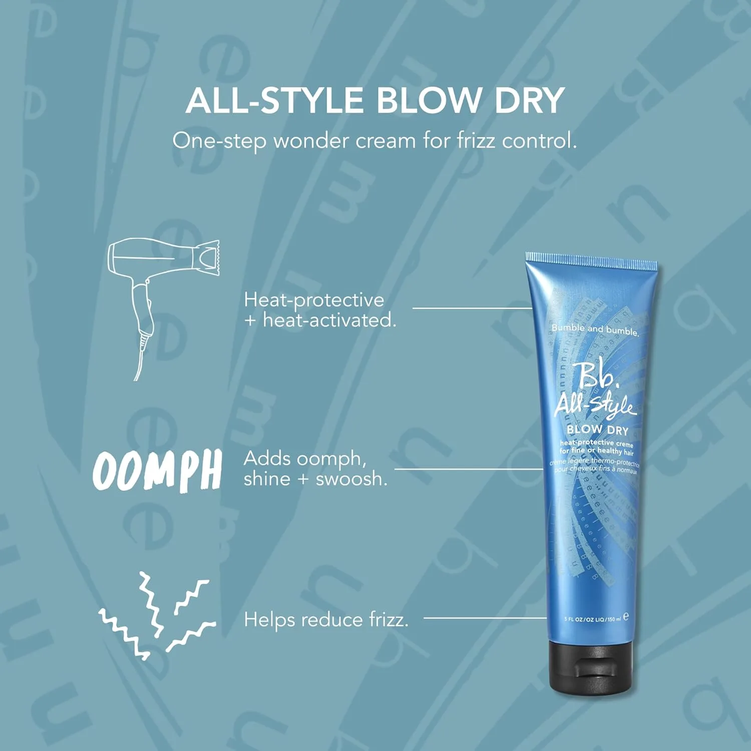 Bumble and bumble. Термозащитный крем для укладки волос All-Style Blow Dry | Крем против пушистости | Придает объем и блеск | Для тонких и средних, волнистых и прямых волос | 140 мл — фото 4