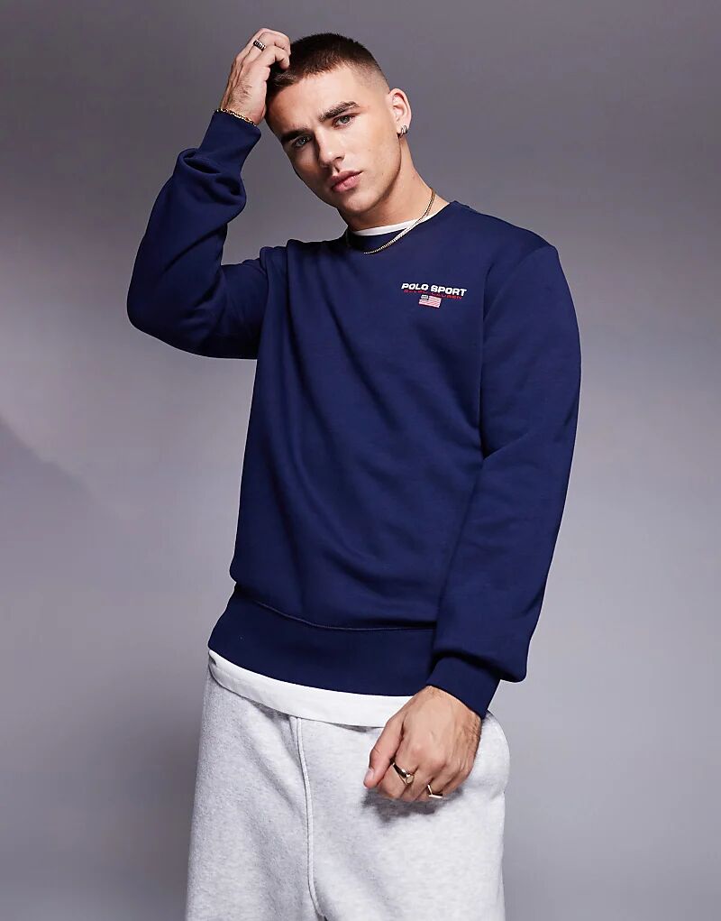 

Polo Ralph Lauren Sports Capsule Crew Neck Logo Толстовка в темно-синем цвете