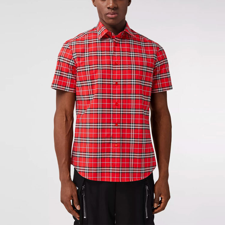 Рубашка мужская Burberry, классическая, красный — фото 3