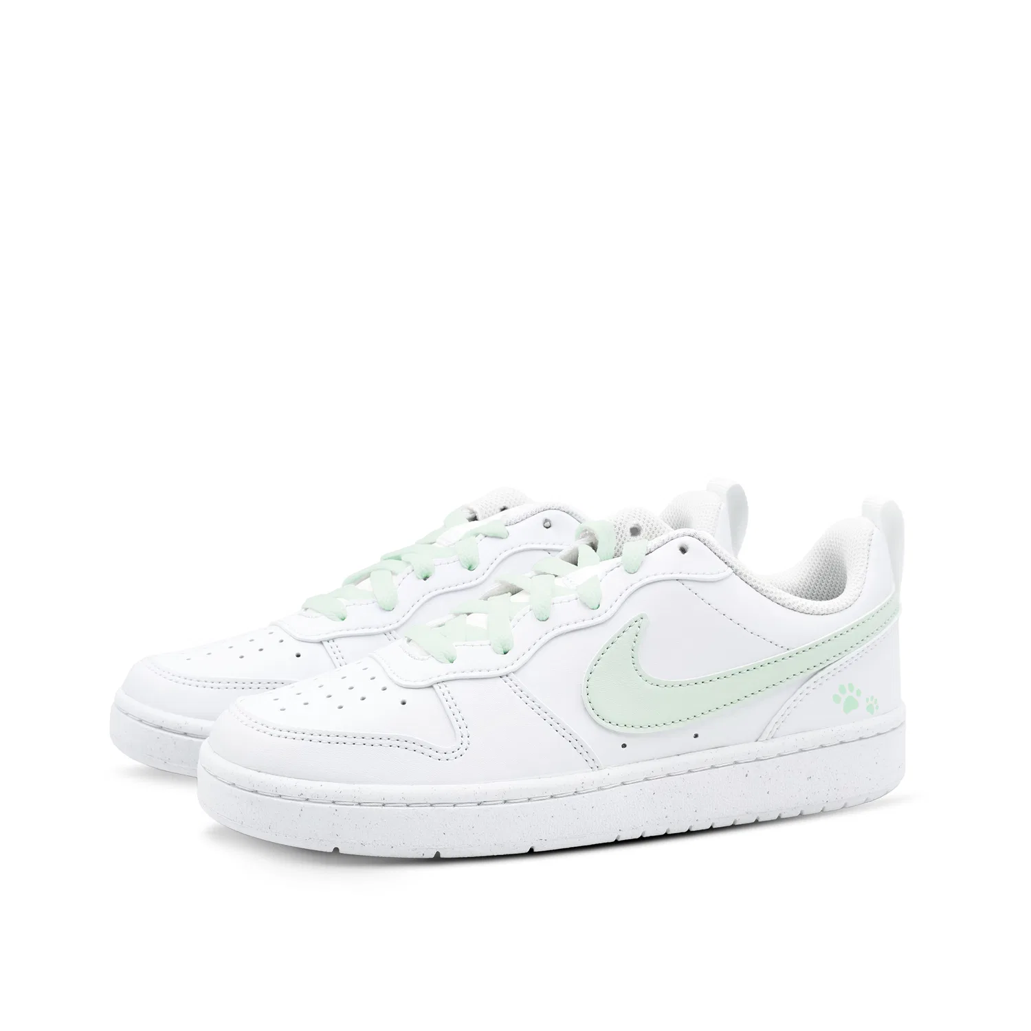 Кроссовки для скейтбординга детские Court Borough White Order Cyan Trace Leather, износостойкие дышащие низкие Nike, Green/White — фото 4