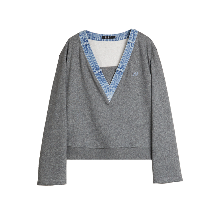 

ELLE Свитшот Women's Medium Gray V-образный вырез Moderate