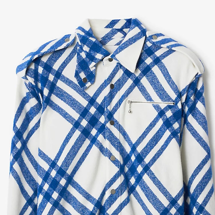 Рубашка Burberry Винтажная шерстяная клетчатая, Рыцарский синий — фото 4