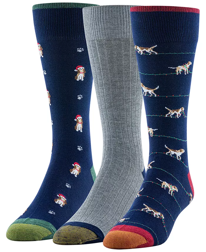 

Мужские носки-гольфы с усиленным носком Holiday Hound, набор из 3 пар Gold Toe, мультиколор