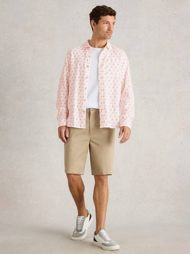 

Рубашка Regular Fit с принтом фламинго из льняной смеси White Stuff, White/Multi