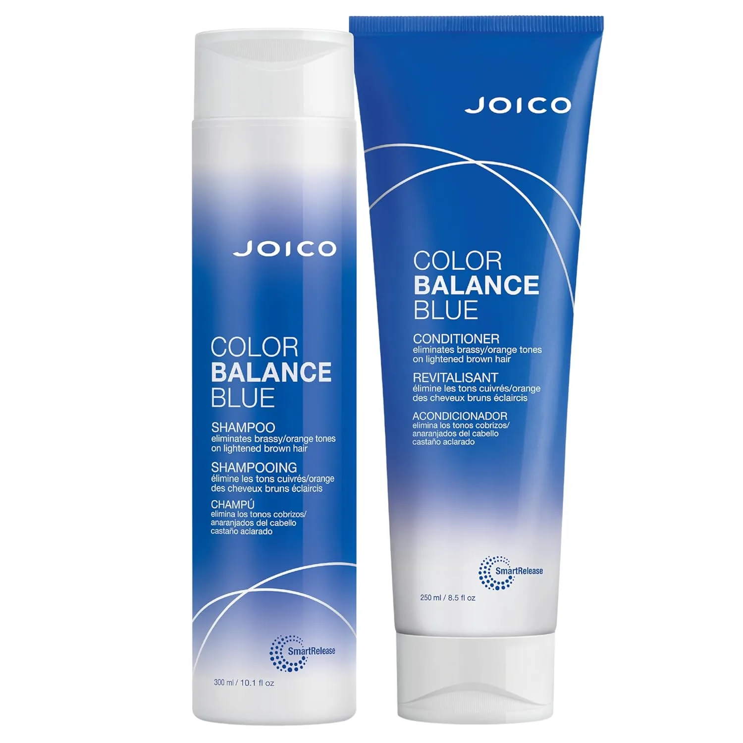 Joico Color Balance Blue шампунь и кондиционер для осветленных каштановых волос, нейтрализует медные оттенки, усиливает цвет, защита от ультрафиолета, с маслом шиповника и экстрактом зеленого чая 550 мл (1 шт.), orange