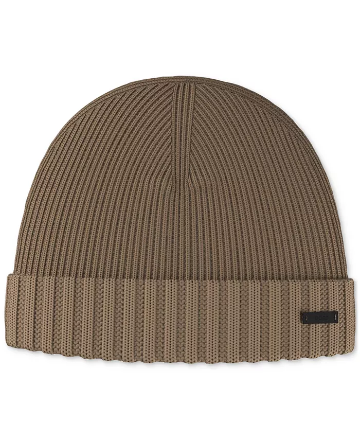 

Мужская шапка Fati с отворотом из шерстяной вязки Hugo, загар/бежевый