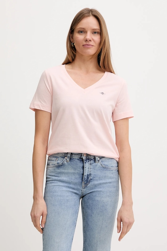 

Хлопковая футболка Gant, розовый