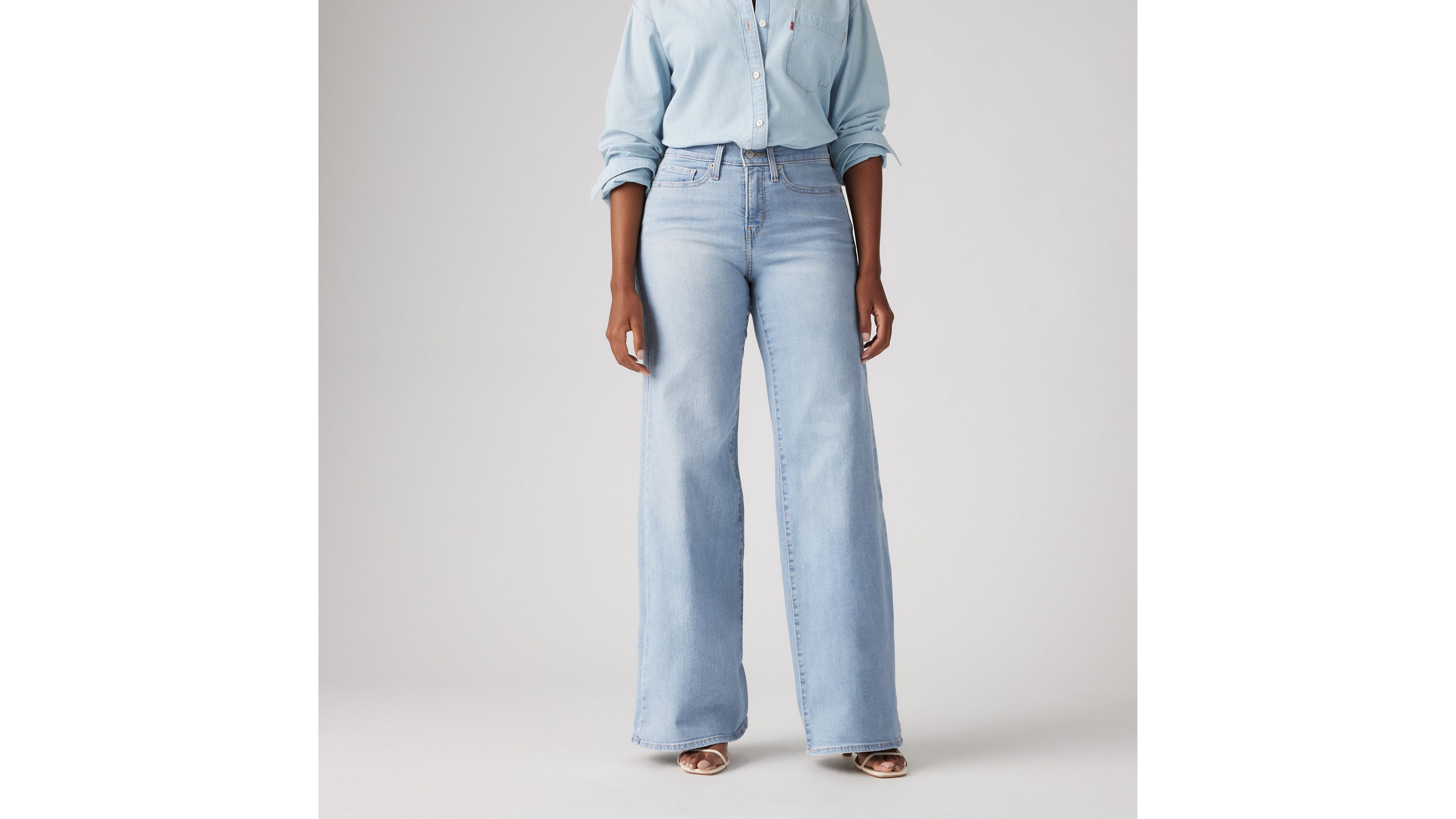 Женские джинсы Levi's 318 Shaping Wide Leg, голубой — фото 3