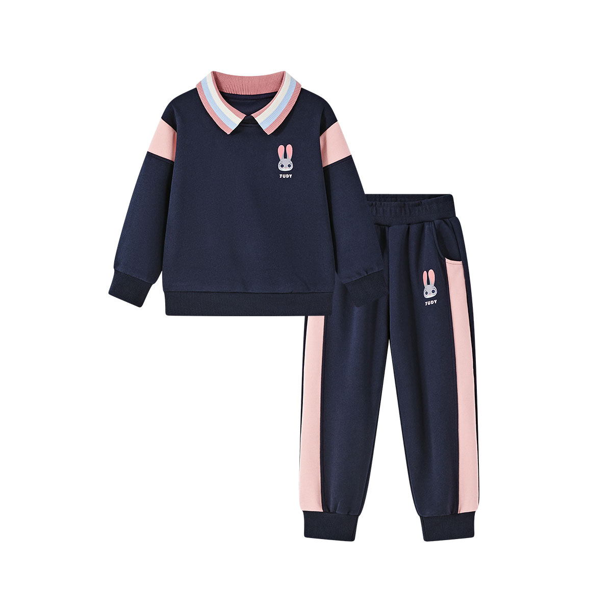 

Детская повседневная спортивная одежда с отворотом, умеренный размер Disney, темно-синий