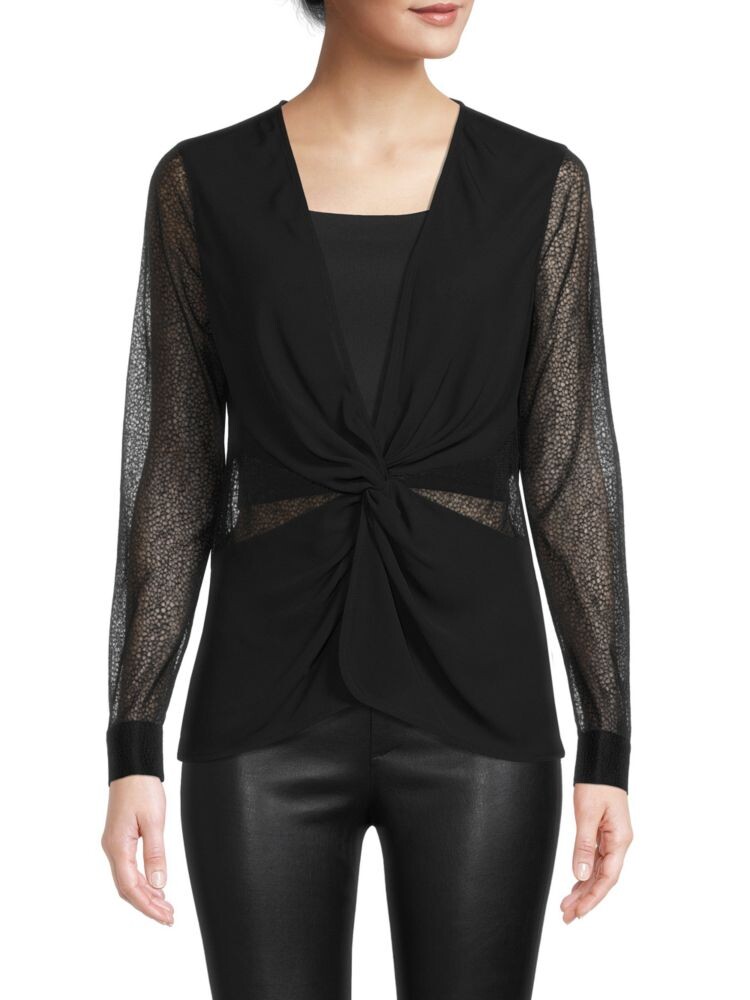 

Кружевная блузка с закрученным передом Donna Karan New York, черный