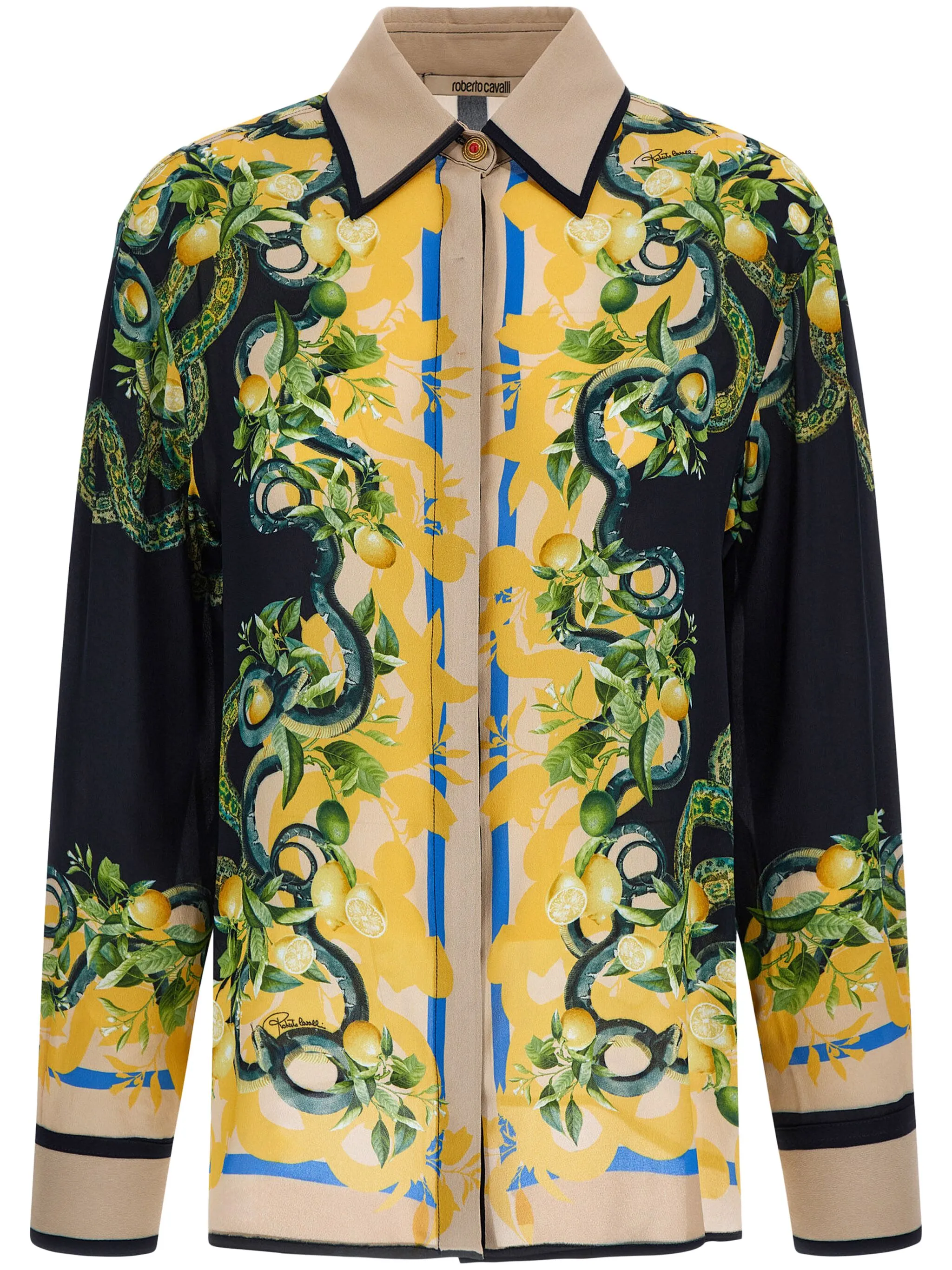 

Рубашка с графичным принтом Roberto Cavalli, черный