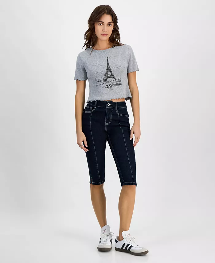 

Джинсы-капри с высокой посадкой и швом спереди для подростков Dollhouse, синий