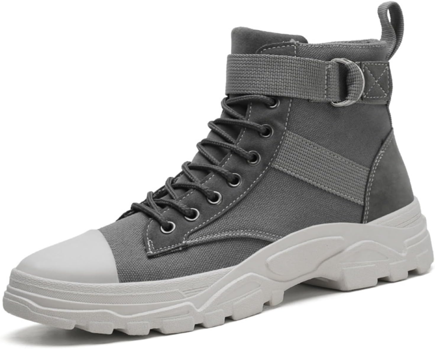 

Мужские высокие модные кроссовки, с толстой подошвой, на платформе, из хлопка, стильные повседневные кеды на шнуровке для осени и зимы Azttoztto, серый