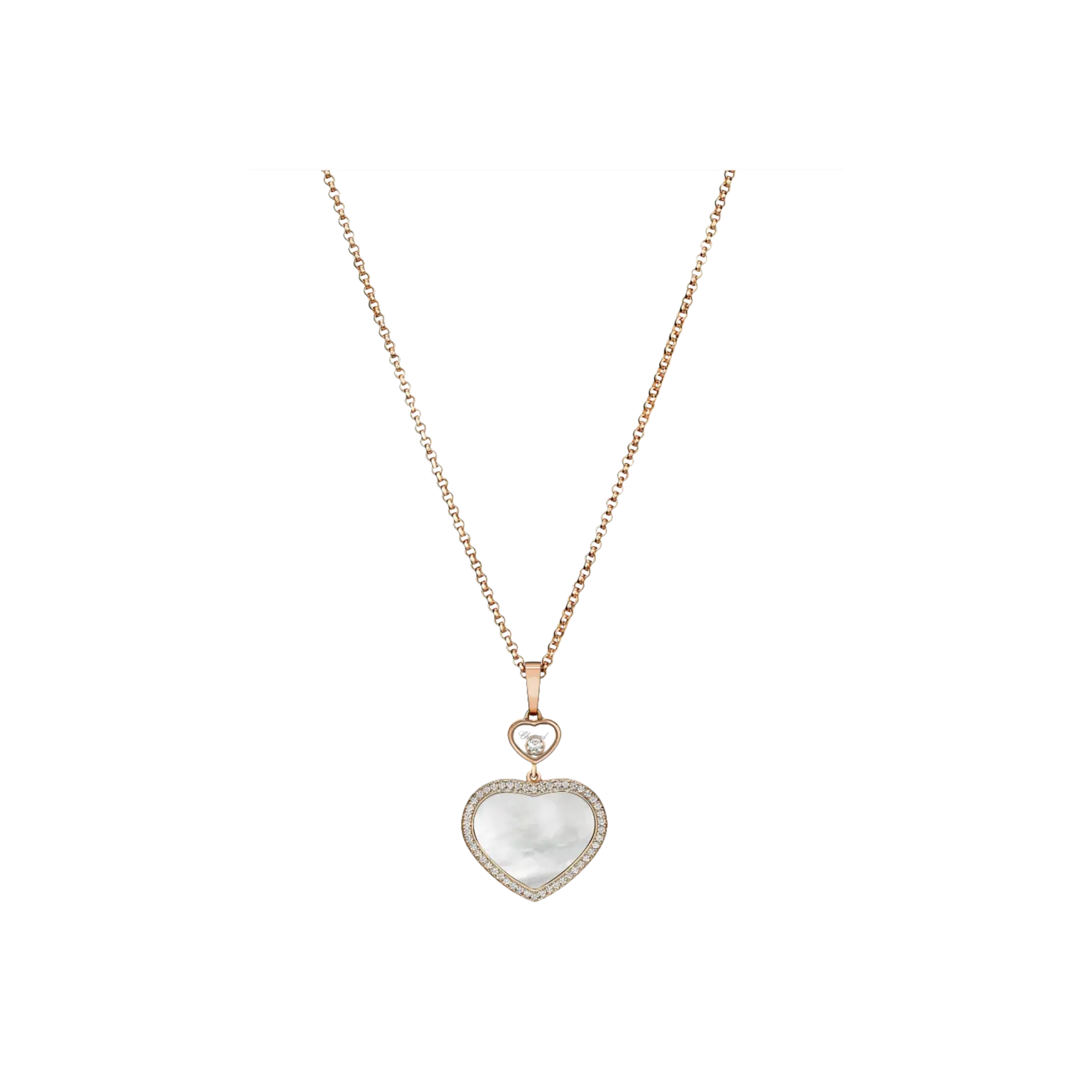

Колье happy hearts из розового золота с подвеской в виде сердца из розового золота, бриллиантами и перламутром Chopard