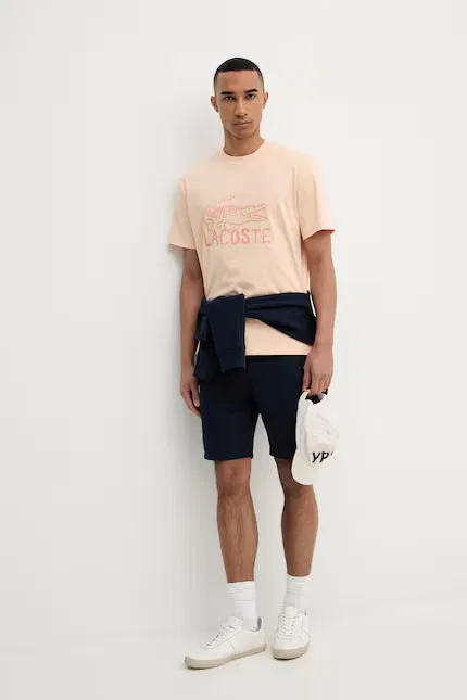 Футболка с животным принтом Lacoste, оранжевый — фото 2