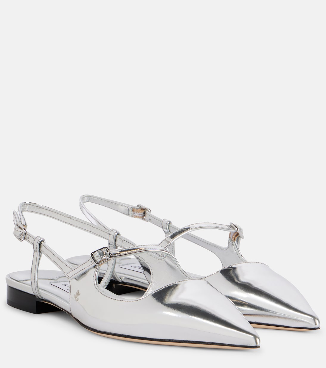 Didi кожаные лодочки-слингбэки с металлизированным эффектом Jimmy Choo, серебряный