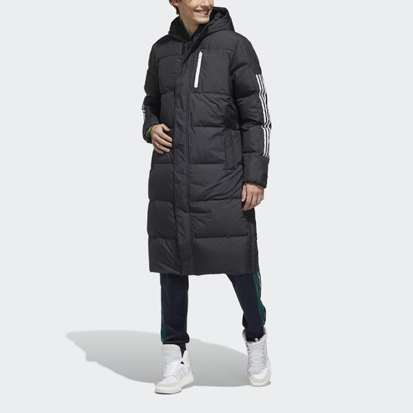 Пуховик adidas neo Sports hooded down Jacket Black, черный — фото 3