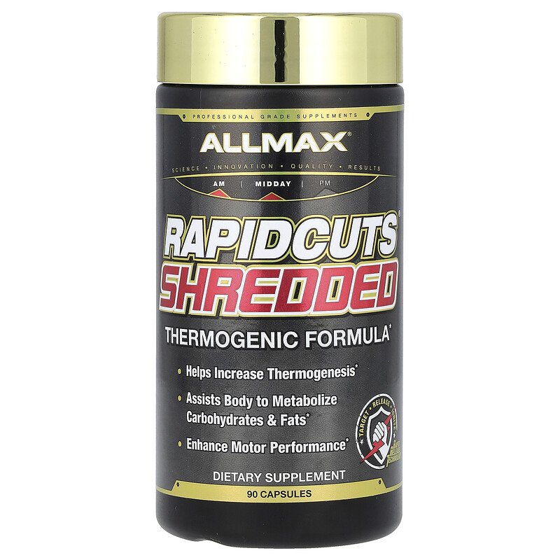 

ALLMAX, Rapidcuts Shredded, настоящий сжигатель жира все-в-одном, 90 капсул