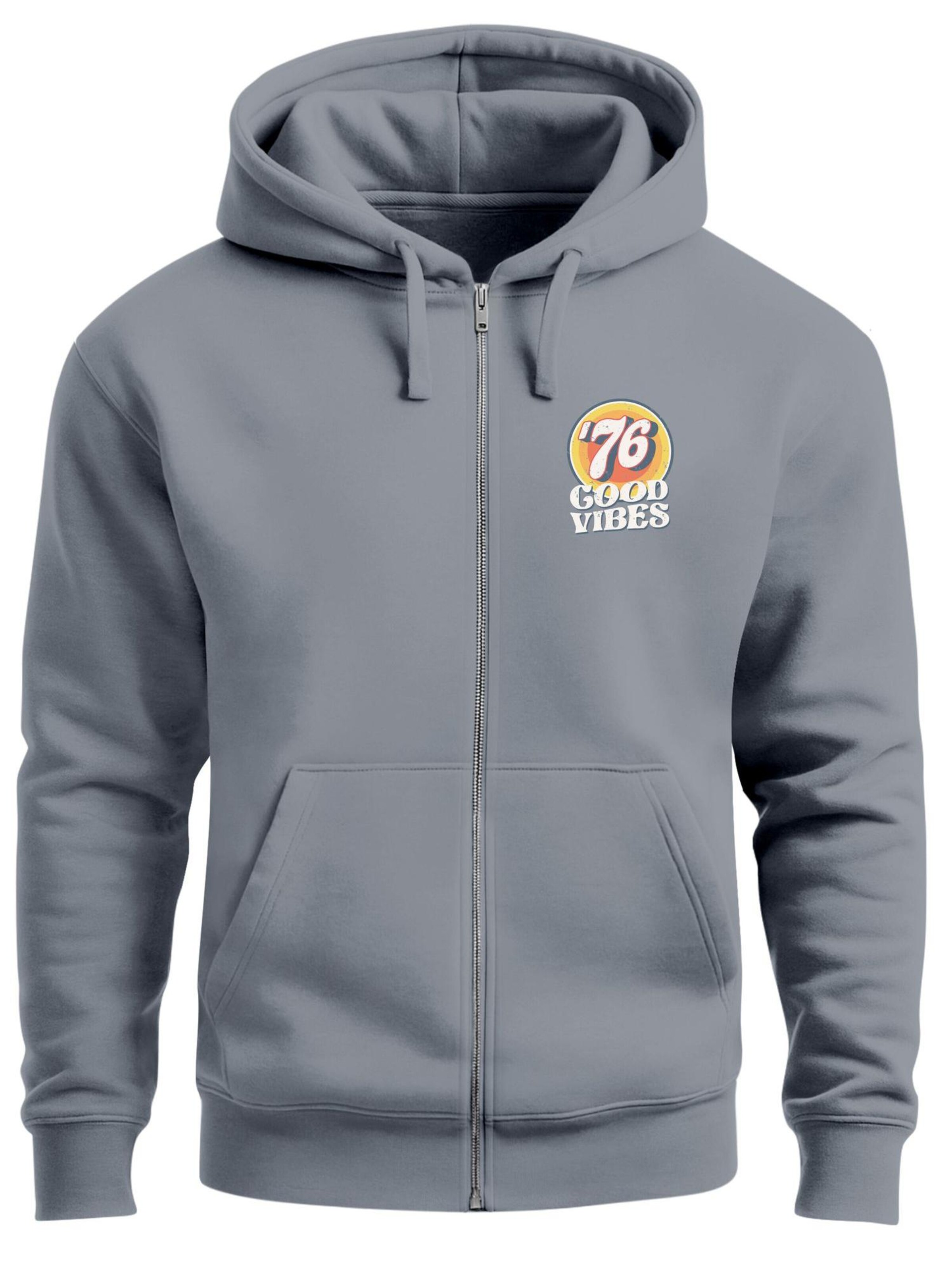 

Neverless Толстовка с молнией 'Good Vibes '76' в темно-сером цвете