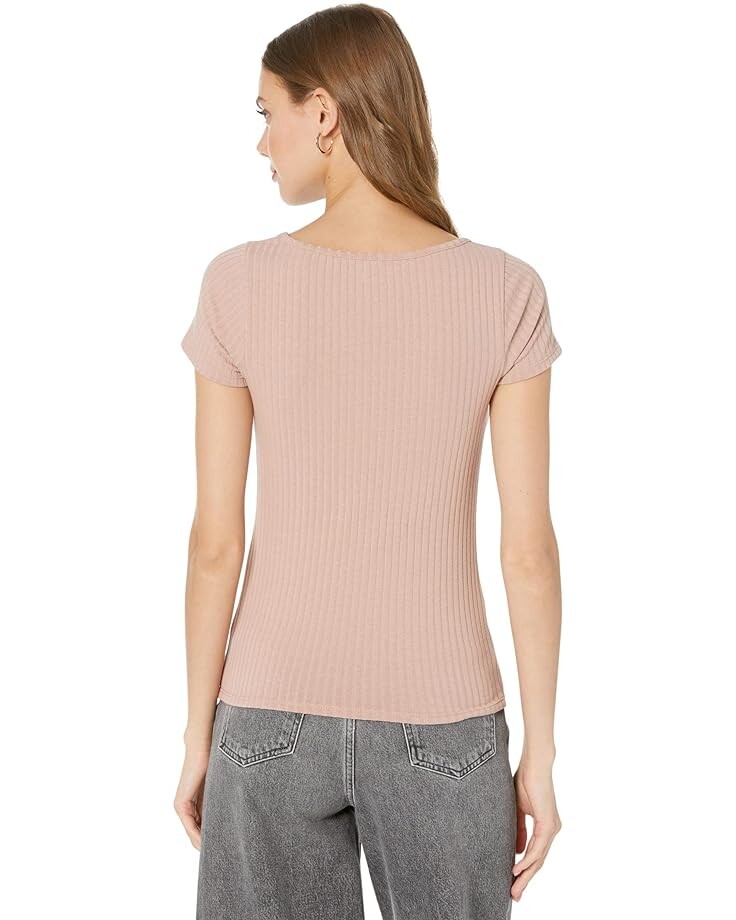 

Футболка Madewell Ribbed Sweetheart Tee, цвет Dusty Blush