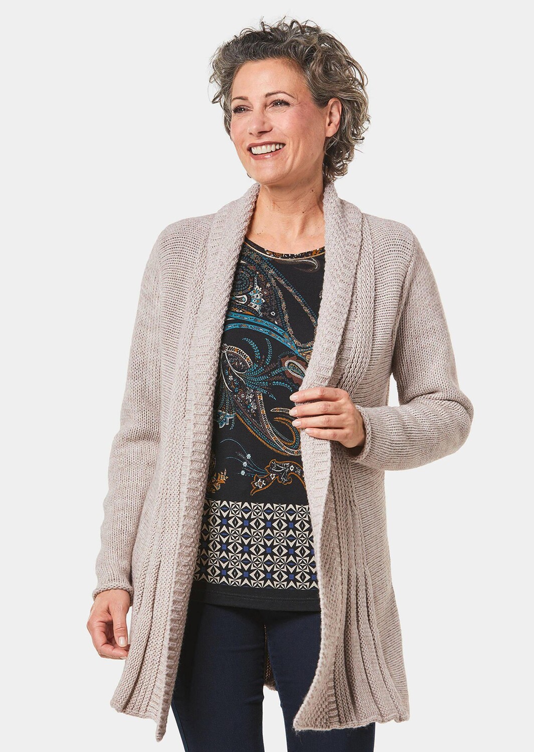 

Кардиган GOLDNER Longstrickjacke, цвет sand/melange