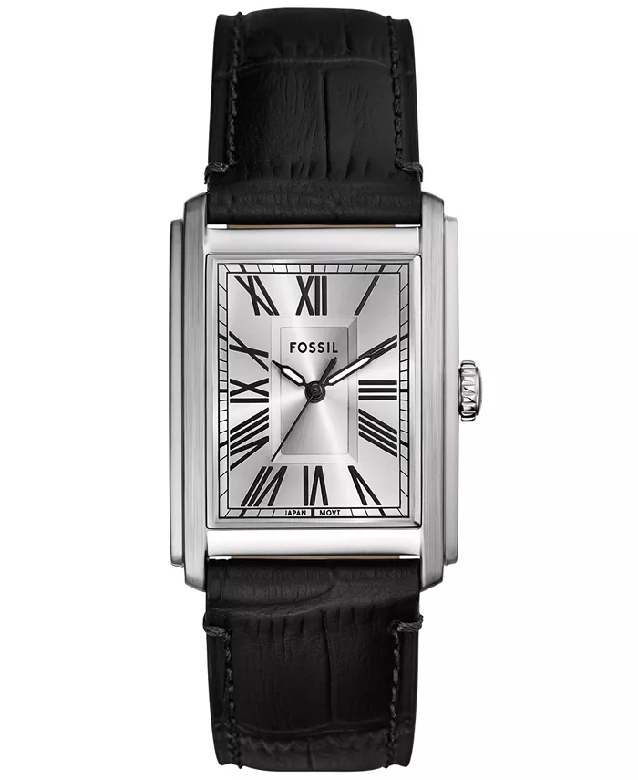 

Мужские часы Carraway с тремя стрелками, коричневые кожаные, 30 мм Fossil, черный