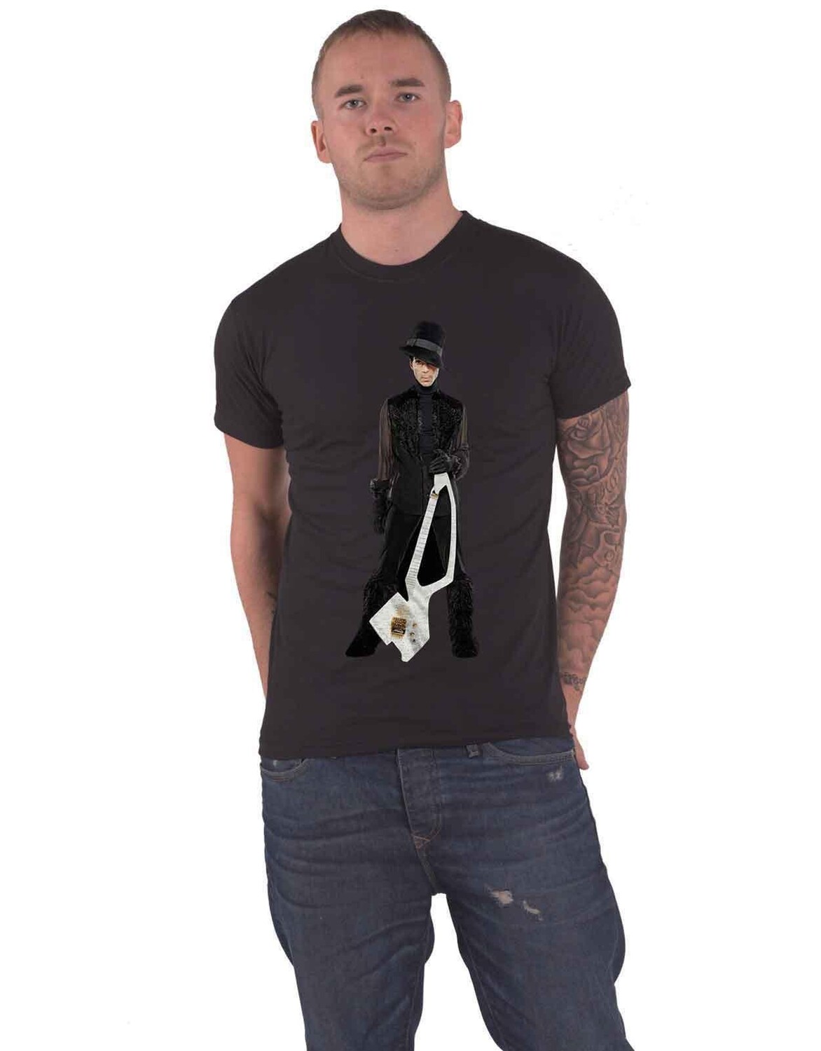 

W2A Белая футболка с гитарой Prince, черный