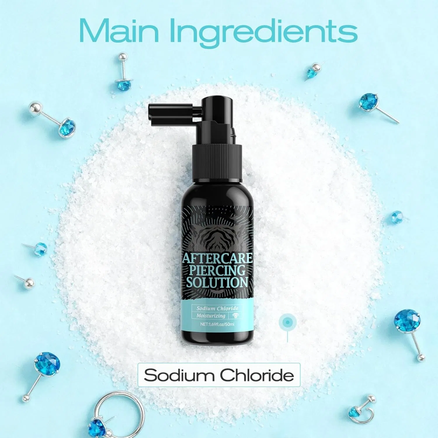 Спрей для ухода за пирсингом Aftercare Piercing Cleaning Solution, 50 мл, бесцветный — фото 4