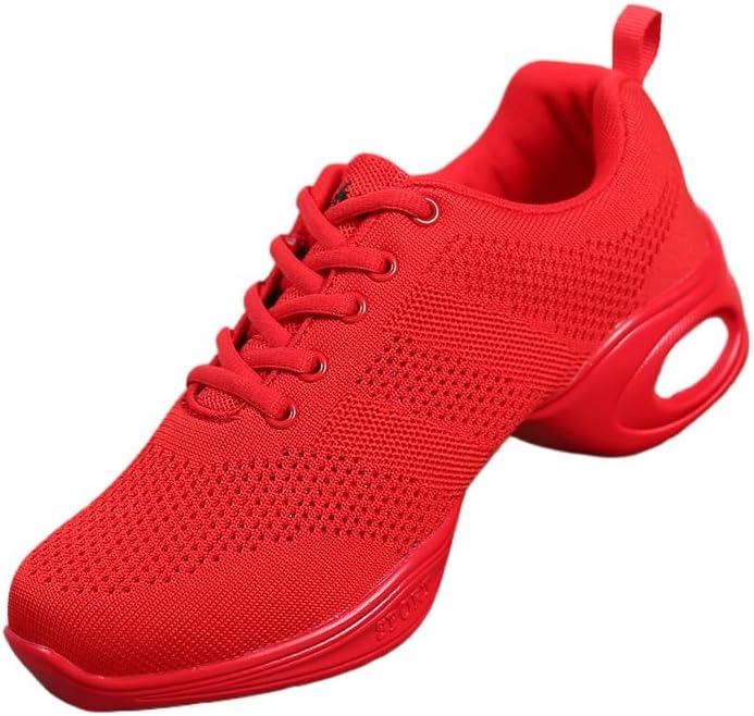 

Женские и мужские джазовые кроссовки для танцев на шнуровке с разделенной подошвой Hhhchpm, красный