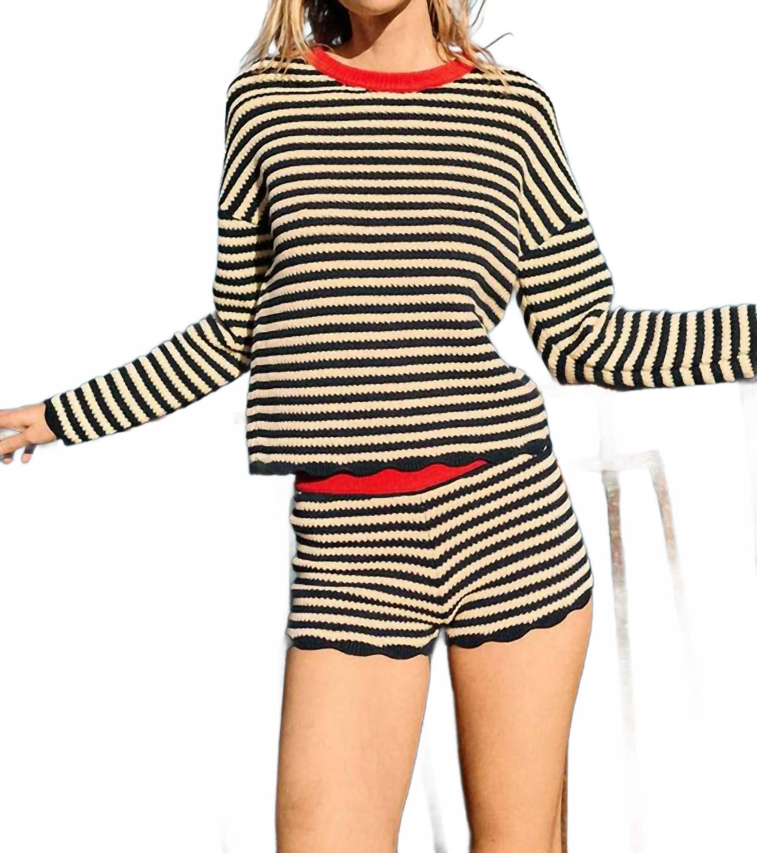 

Короткие шорты из вязаного крючком полотна в полоску «Фава» (разноцветные) CIAO LUCIA, мультиколор