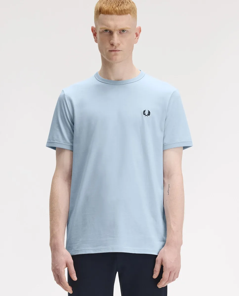 

Мужская футболка с коротким рукавом и круглым вырезом Fred Perry, светло-голубой