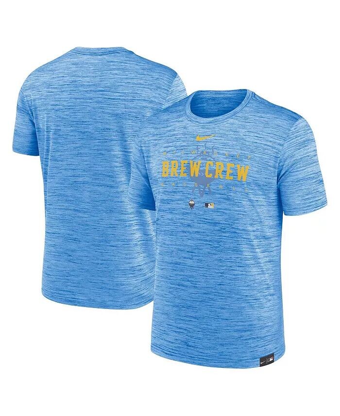 

Мужская пудрово-синяя футболка Milwaukee Brewers City Connect Velocity Practice Performance Nike