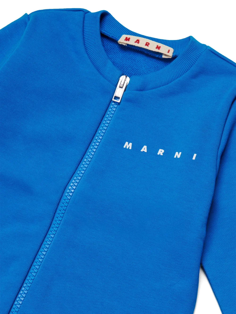 Свитер на молнии с логотипом Marni Kids, синий — фото 3
