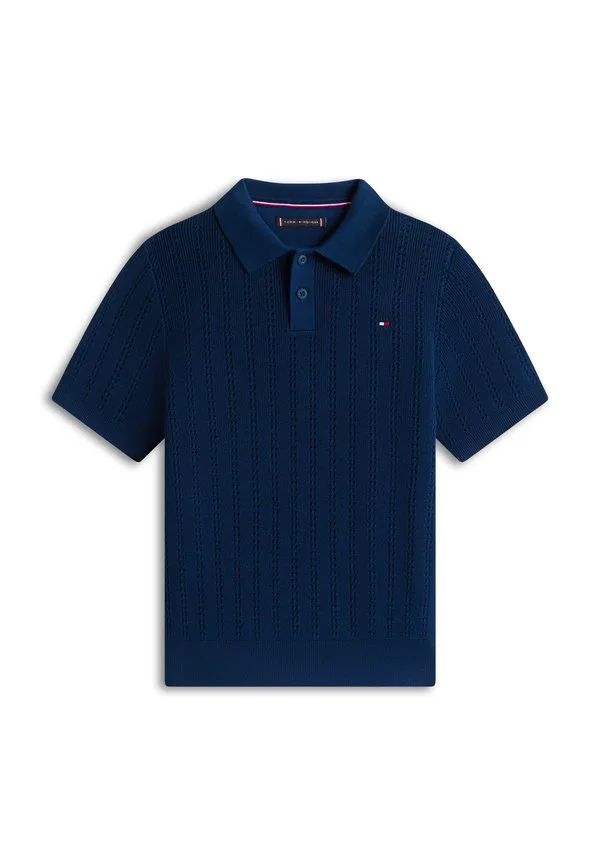 Рубашка-Поло стандартного кроя из ажурной вязки Tommy Hilfiger, Dark Night Navy — фото 4
