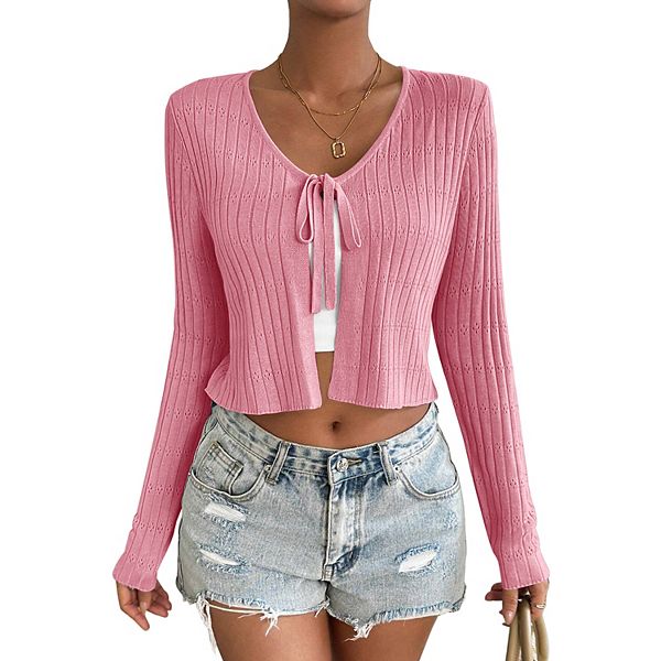 

Женский длинный кардиган с завязками Seoria, Dark Pink