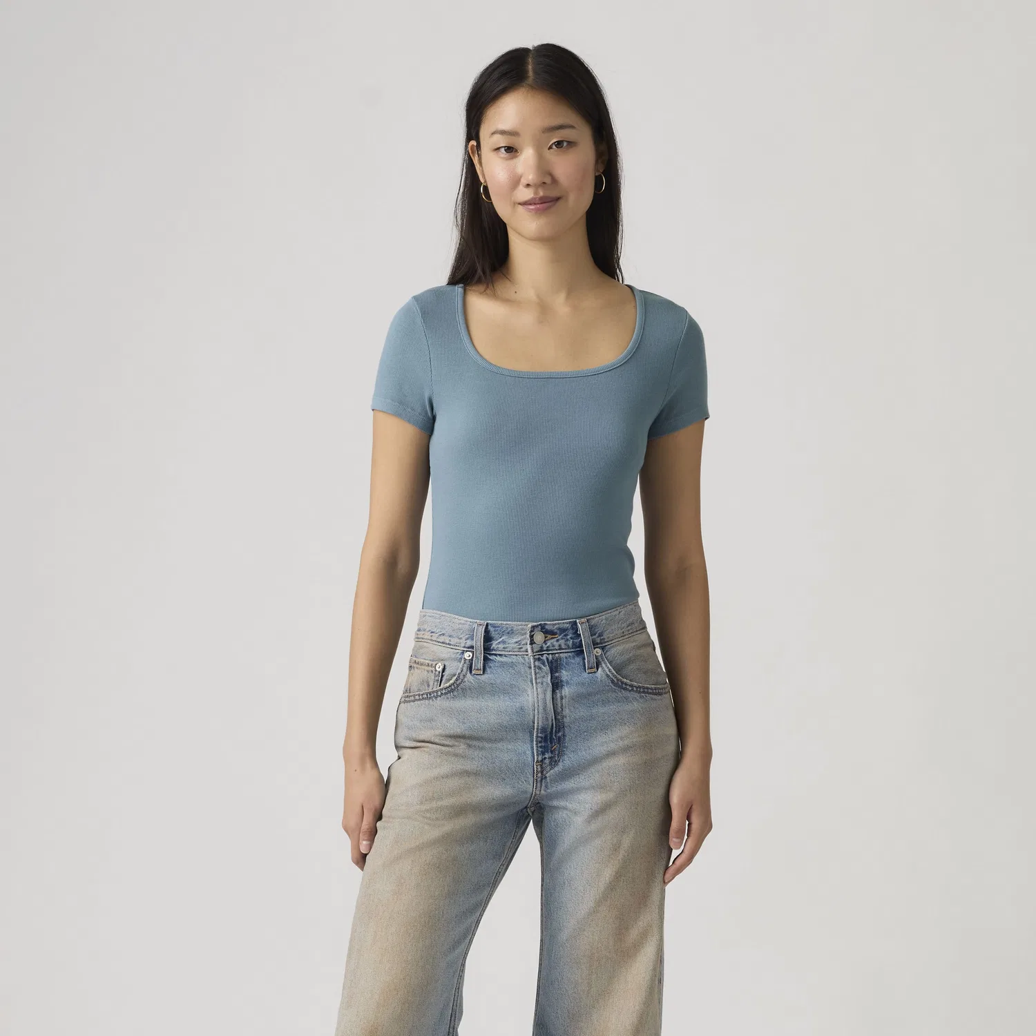 Футболка с квадратным вырезом, окрашенная в готовом виде Levi's, Blue — фото 3