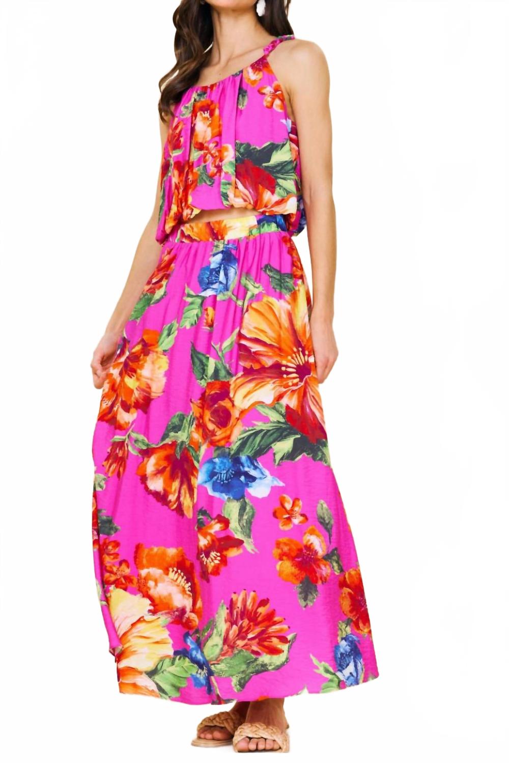 

Пурпурная цветочная юбка в разноцветном исполнении SKIES ARE BLUE