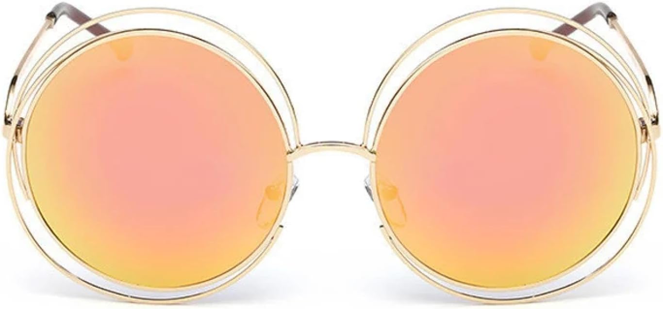 

Солнцезащитные очки с защитой от УФ-излучения UV400 | Женские круглые металлические очки в крупной оправе | Для женщин и мужчин, для занятий спортом на открытом воздухе и вождения DSVIGF, Gold-red