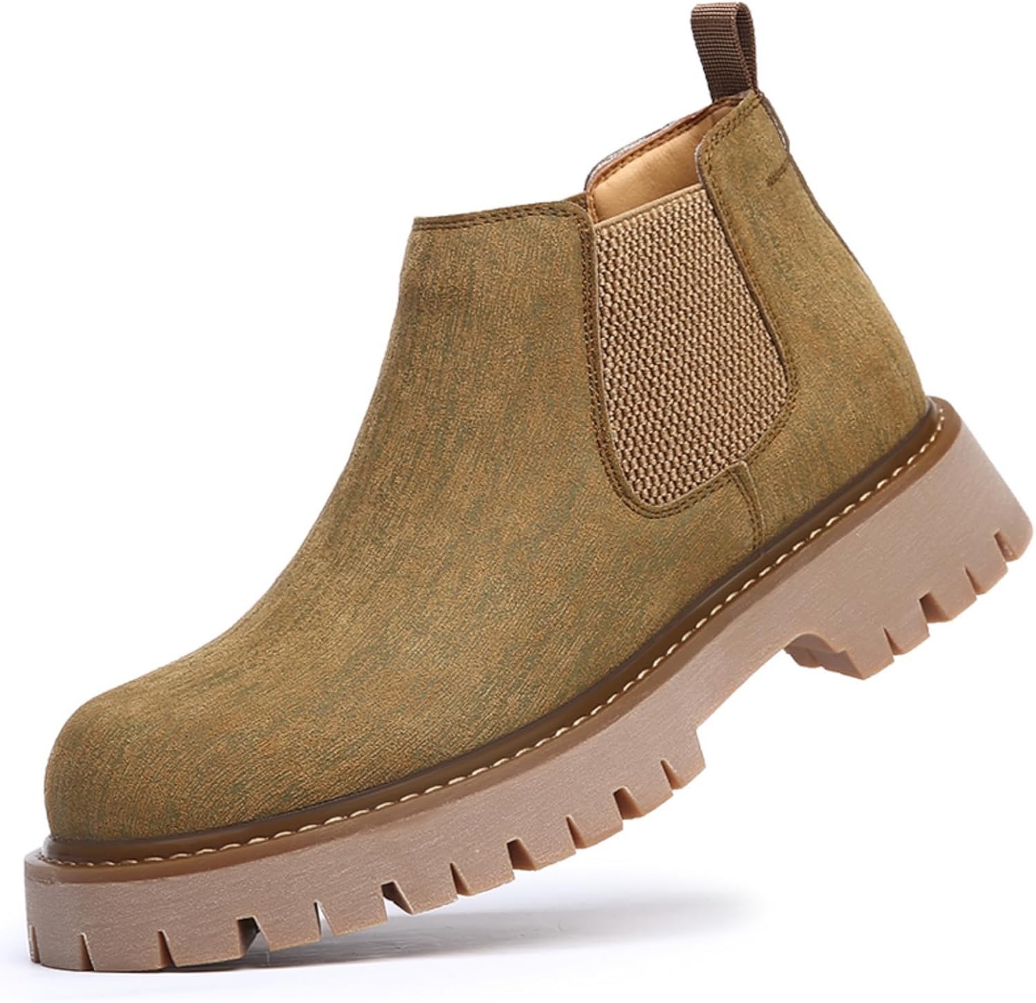 

Мужские ботинки Chelsea с массивной подошвой из натуральной кожи, без шнуровки Yrzhgdl, Camel