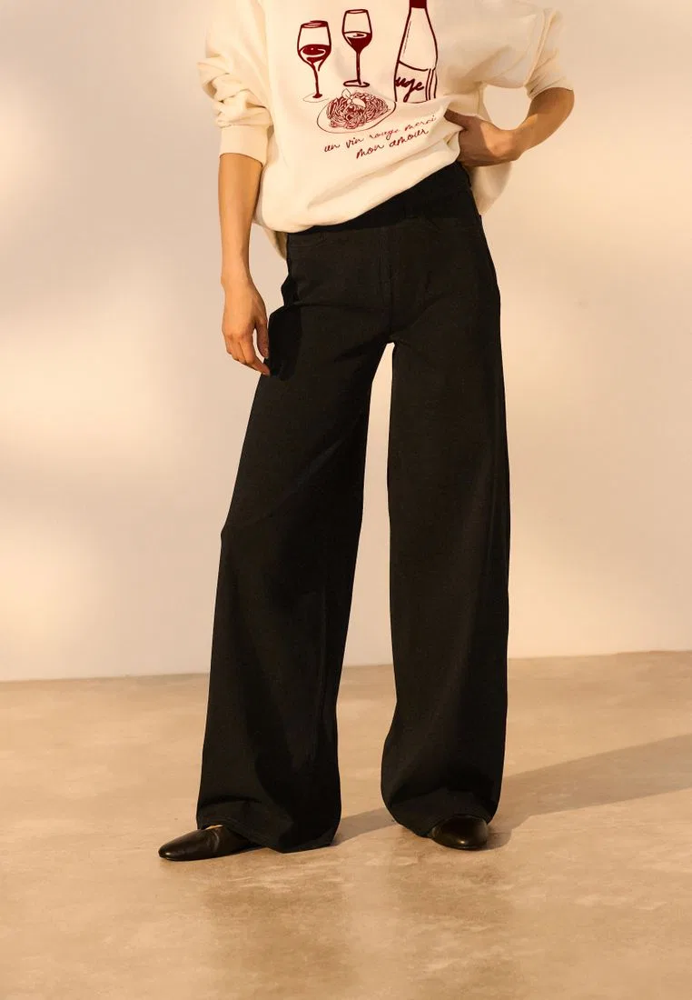 Джинсы широкие деним Jersey Denim Next, черный