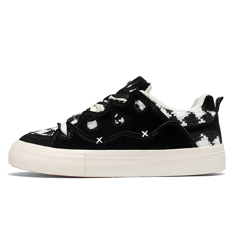 

Износостойкие дышащие низкие мужские кроссовки для скейтбординга Magelly, Black White Checkerboard